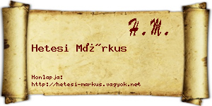Hetesi Márkus névjegykártya